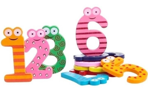 Imagen 2 de 4 de Números De Madera Didáctico Aprendizaje Niños Animales Iman
