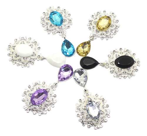 10 Botones Colgantes De Broche De Diamantes De Imitación De