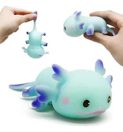 Axolotl Squeeze - Set De 4 Juguetes Antiestrés De Axolotl (Verde, Azul, Rosa, Blanco) - Textura Suave Y Elástica - Ideal Para Niños Y Adultos - 10 Cm