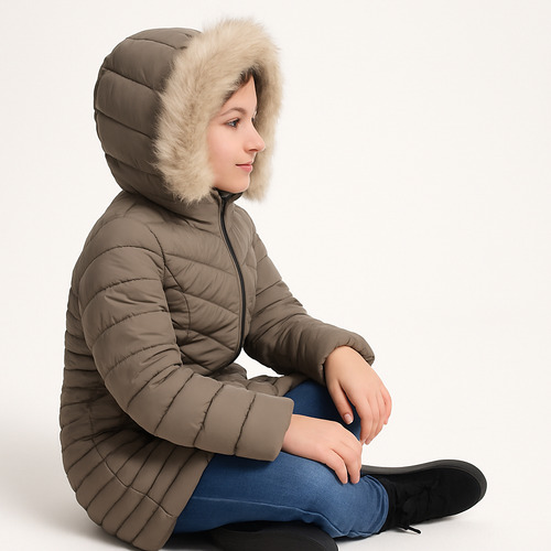 Chamarra Niña Con Gorro Peluche Estilo Y Protección Invierno