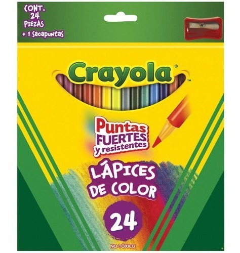 Lapices De Colores Crayola Con 24 Piezas Redondos Largos