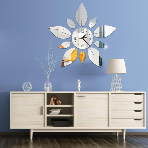 Reloj De Pared Reflactario 3d Con Diseño De Flores Modernas