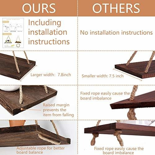 Imagen 5 de 7 de Estantes Colgantes Rusticos Ourwarm, Estante De Pared De Ma