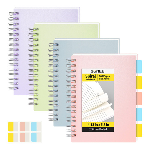 Sunee Paquete De 4 Cuadernos Pequenos  Mini Diario Forrado