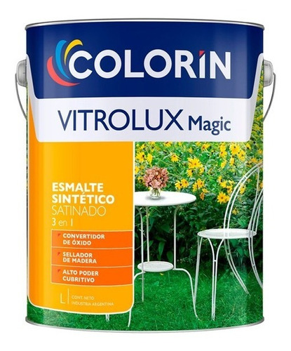 Colorin Magic Negro Satinado Esmalte Con Convertidor X 1 Lt