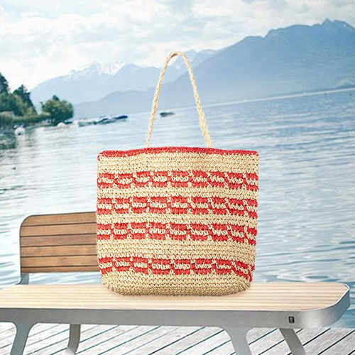 Bolso De Hombro Tejido Bolso De Playa Portátil Para