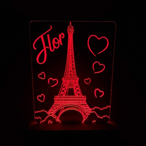 Lámpara Acrílico Led Torre Eiffel 220v Regalo