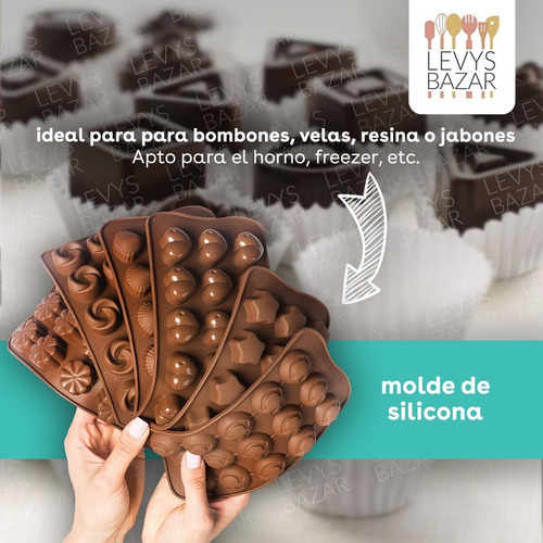 Imagen 8 de 8 de 3 Moldes Silicona Para Bombones Varios Modelos Jabon Hielos