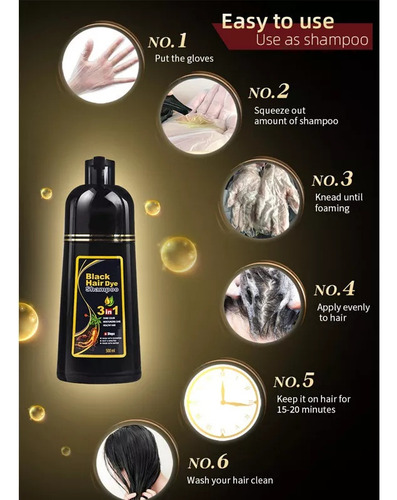 Novo Marrom Shampoo Com Tinta Cobre Cabelos Grisalhos Cor
