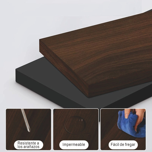 Buró Moderno Con 3 Cajones, Llave De Seguridad Y Ruedas60 Cm Color Roble