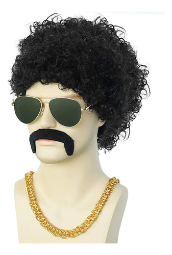 Peruca Masculina, Cabelo Encaracolado, Anos 70, Anos 80, Per