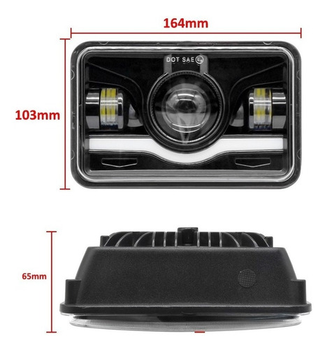 Un Par Faro Led Lupa 4x6 Rectángul Ojo De Demonio Hi/lo Luz