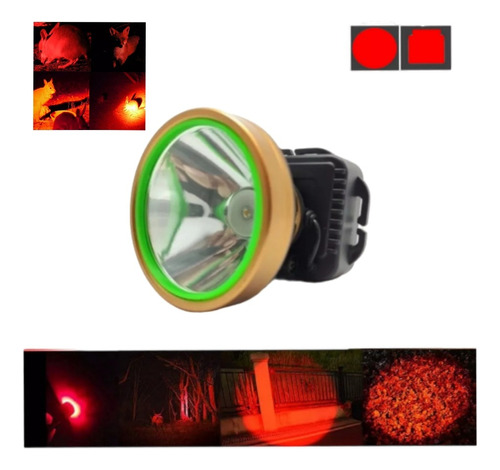 Lámpara Roja Minero Cacería 5000 Lumens 50 Wats C/agua  