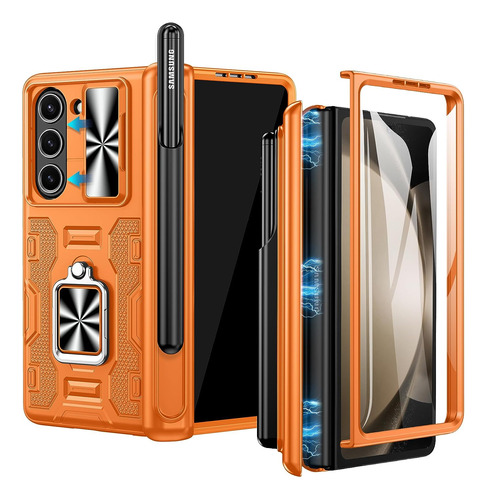 Funda Samsung Galaxy Z Fold 5 Army Proteccion 360° Naranja