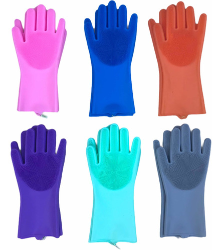 2 Guantes Silicona Esponja Lavaplatos Mascota Cocina Moderno