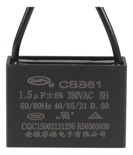 Condensador Cbb61 1,5/2,5 Uf 350 V Ac 38 X 31 X 21 Mm