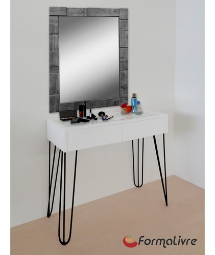 Tocador de maquillaje para pies de estilo industrial lacado blanco