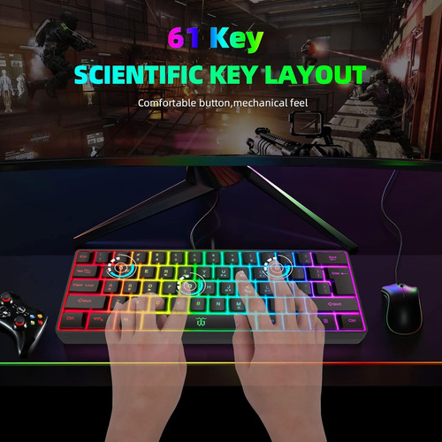 Snpurdiri 60% Wired Gaming Keyboard, Rgb Backlit Ultra-co Aa