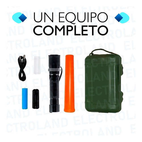 Imagen 6 de 10 de Linterna Táctica Multifunción Led Baliza Zoom Recargable Usb