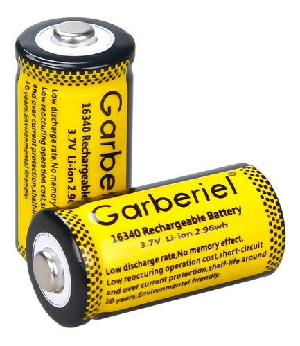 Pilas Cr123a Recargables Garberiel 1800mah 3.7v 16340