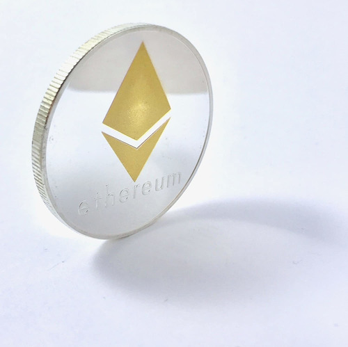 Moneda Ethereum Plateada Criptomoneda Coleccionable Bitcoin.