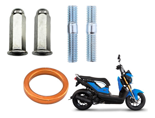 Par De Tornillos Tuercas Y Junta De Escape Honda Zoomer X