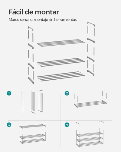 Songmics Zapatero De 3 Niveles 30 X 92 X 55 Cm Color Plateado