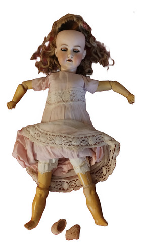 Muñeca De Porcelana Año 1900/de 64 Cm 90.a8m.alemana (Usado)