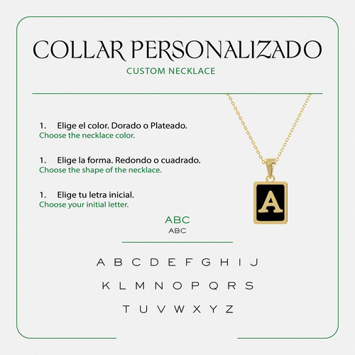 Collar Con Dije De Inicial A-z Joyería De Acero Inoxidable