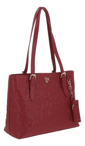 Bolsa Tote Gorett Shantal Gs25083-r Color Rojo Correa De Hombro Rojo Diseño De La Tela Corazones