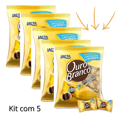 Bombom Lacta Ouro Branco 1kg Kit Com 5 Presentear Lembranças