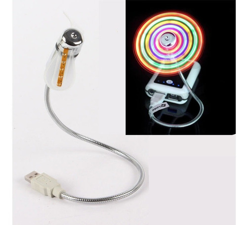 Mini Ventilador Usb Metal Flexible Luces Led Laptop Pc Ac