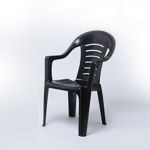 Silla Sillon Reforzado Plastico De Jardin X 6 Unidades Color Negro Sillon Floresta