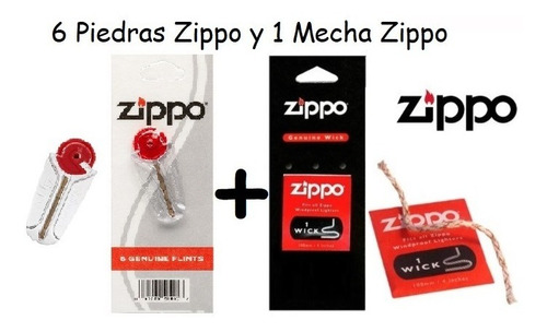 Pack De 6 Piedras Zippo Y 1 Mecha Zippo