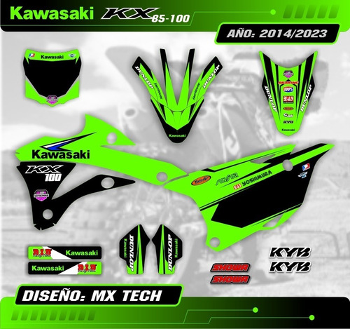 Kit Calcos - Gráfica Kawasaki Kx 85/100 - 2014/2022 Gruesos