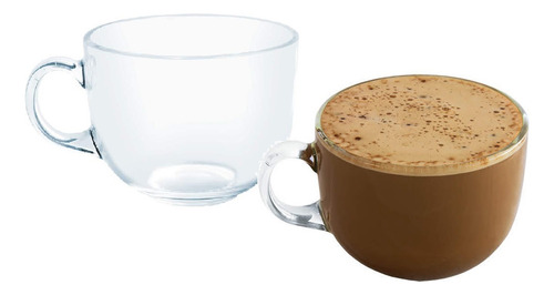 Taza Cristal Grande Chocolatera Café Te Infusor 500 Ml 4 Color Transparente
