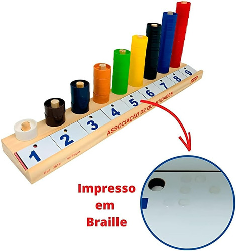 Jogo Associação Quantidades Brinquedo Ábaco Braille