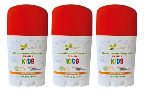 Desodorante Naturaldry Kids En Barra Corporal 3 Pack De 50g