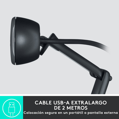 Cámara Web Hd Logitech C505 Webcam Color Unico Negro