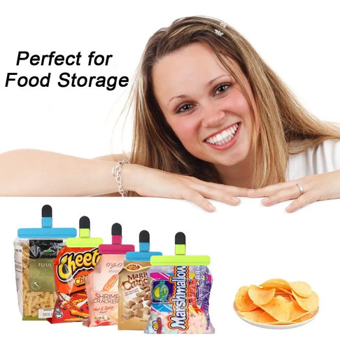 Clips De Acero Inoxidable Bolsas Comida Clips Sellado 6pcs