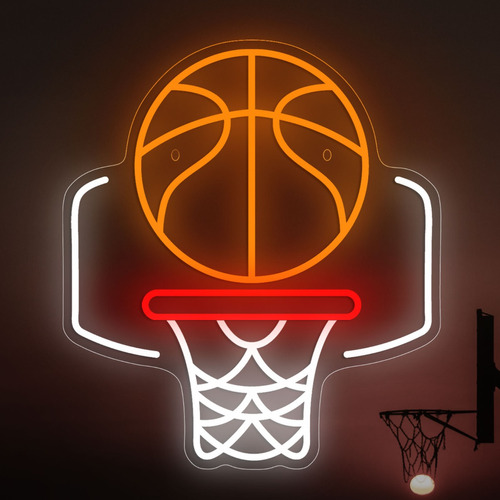 Letrero Led Con Marco De Baloncesto Con Luz De Neón Para Dec