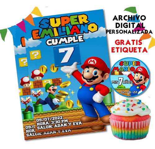 Invitacion Digital Super Mario Bros Personalizada