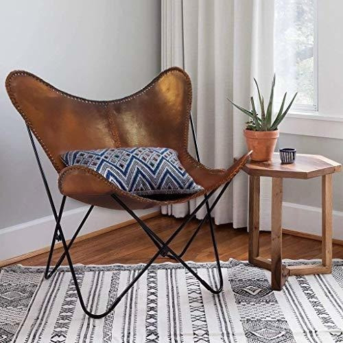 Mueble - Sillón Arm Cuero Marrón-silla Mariposa Cuero Decora