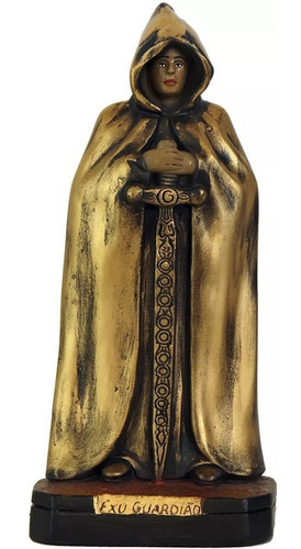 Imagem Escultura Exu Guardião 20 Cm Dourado Gesso Umbanda Cor Vermelho