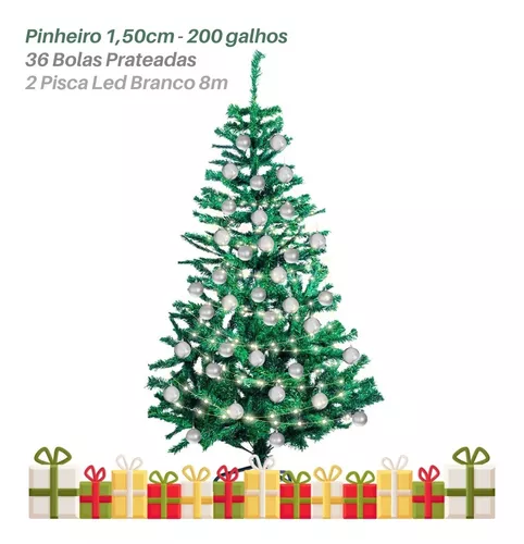 Árvore de Natal Pinheiro Branca 150cm com 200 Galhos