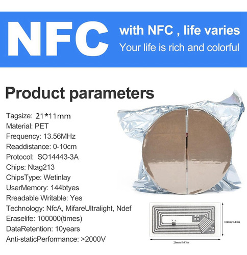 Are- Para 100 Pegatinas Nfc Con Chip Ntag213, Pegatina Nfc