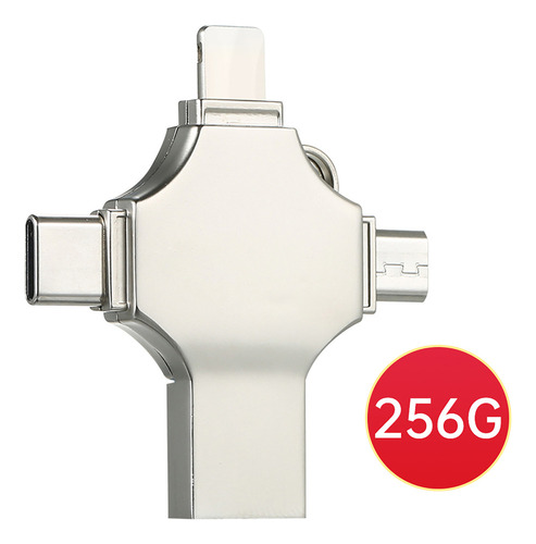 Unidad Flash Usb De Metal 4 En 1 De 256 Gb For Teléfono Móv
