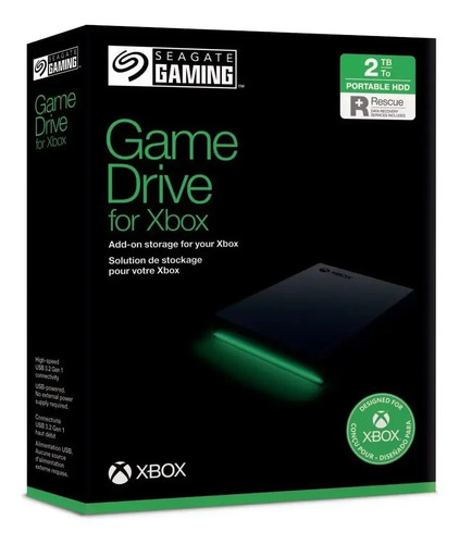 Hd Externo Seagate 2tb Game Drive P/ Xbox 2.5 - Preto Preto