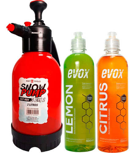 Kit Sgt Pulverizador Snow Pump 2l Evox Citrus E Lemon 500ml