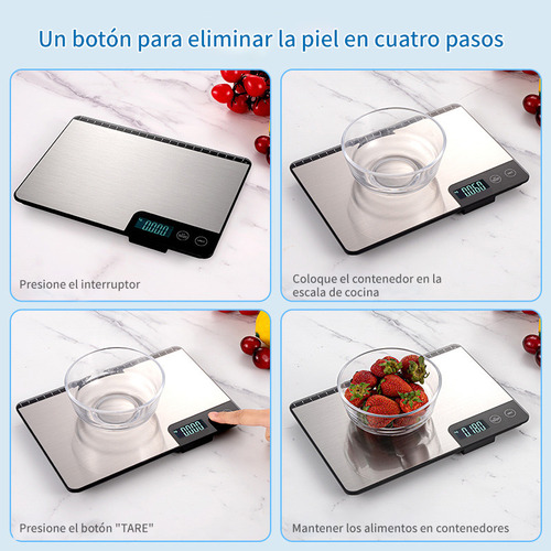 Báscula De Cocina Digital De Acero Inoxidable Recargable